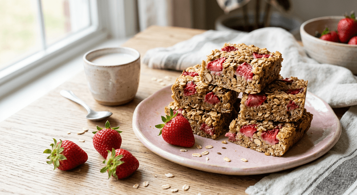 Squishy Strawberry & Banana Oat Bars!