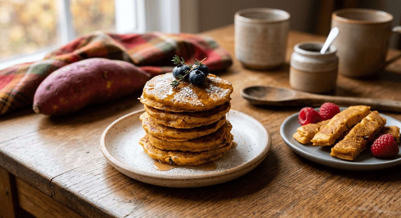Fluffy Japanese Sweet Potato Pancakes for Tiny Hands