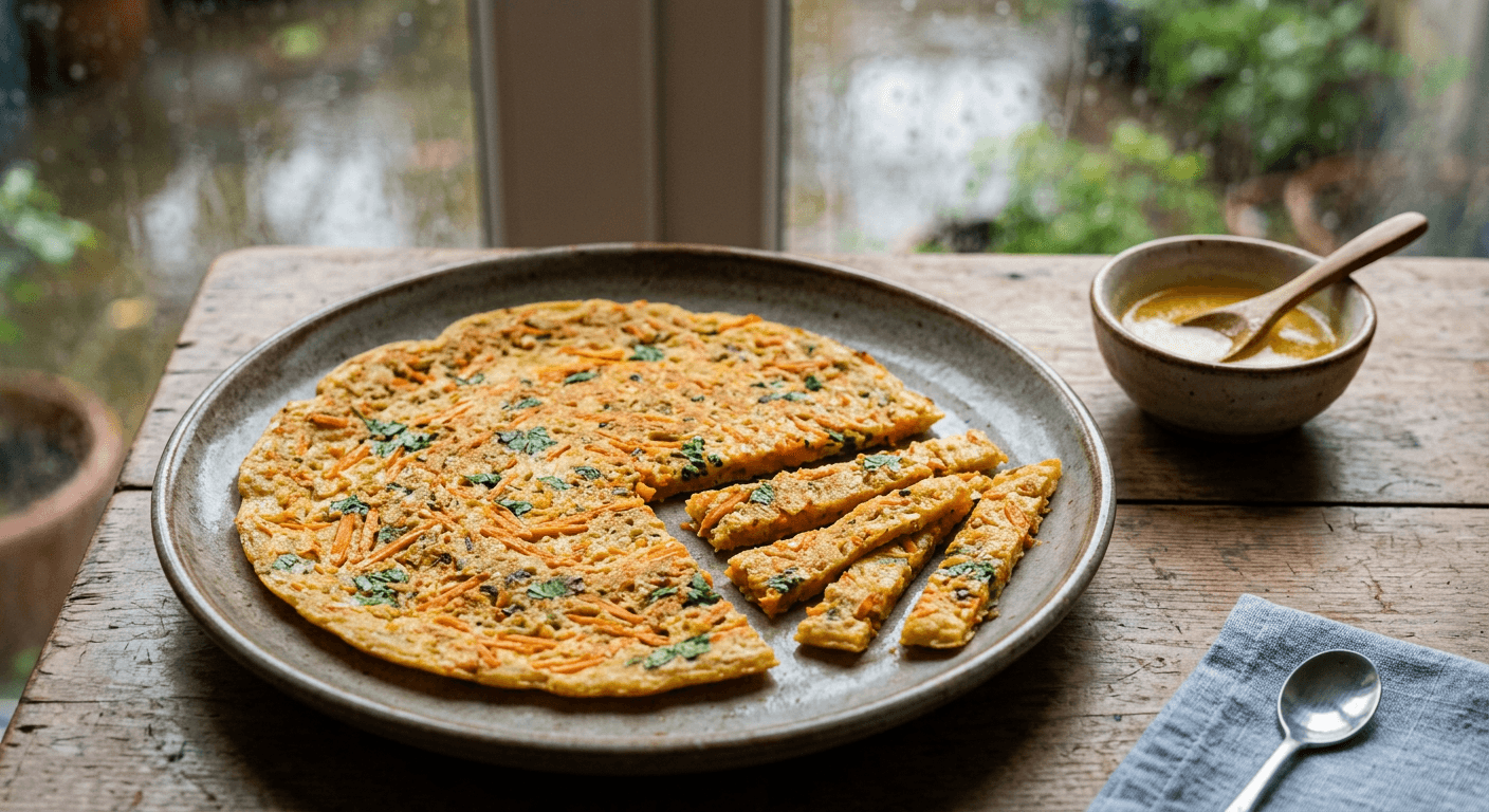 Warm Moong Dal & Carrot Cheela