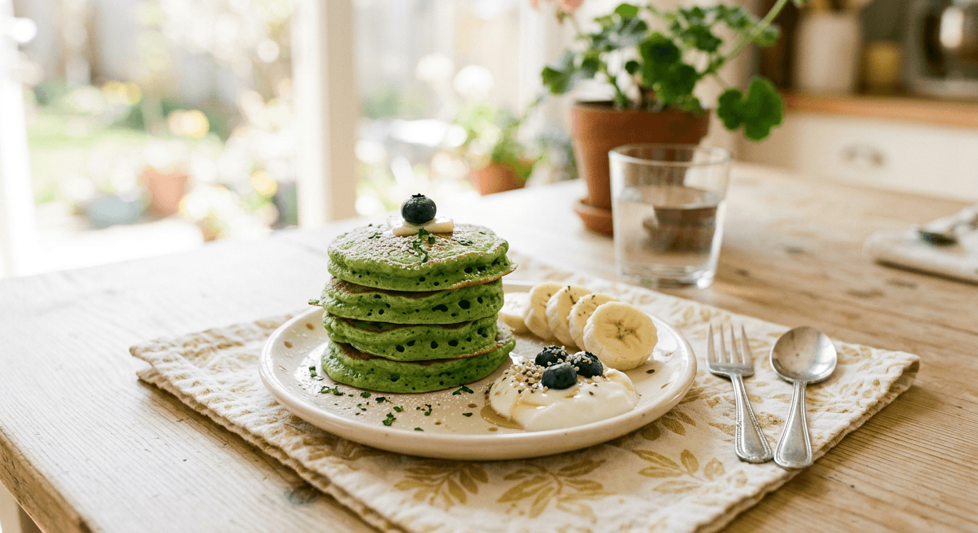 Fluffy Green Dinosaur Pancakes