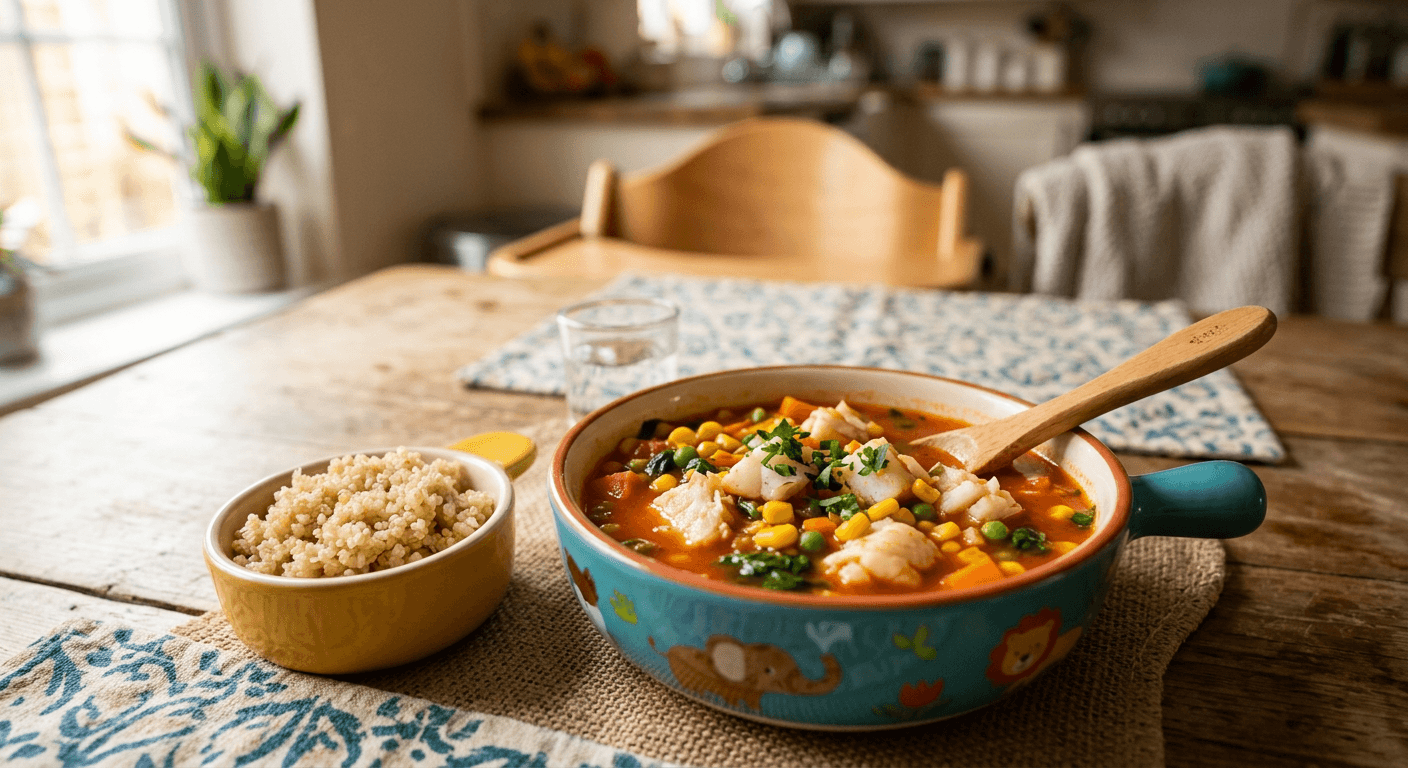 Guiso de Pescado Lluvioso para Pequeños Marineros