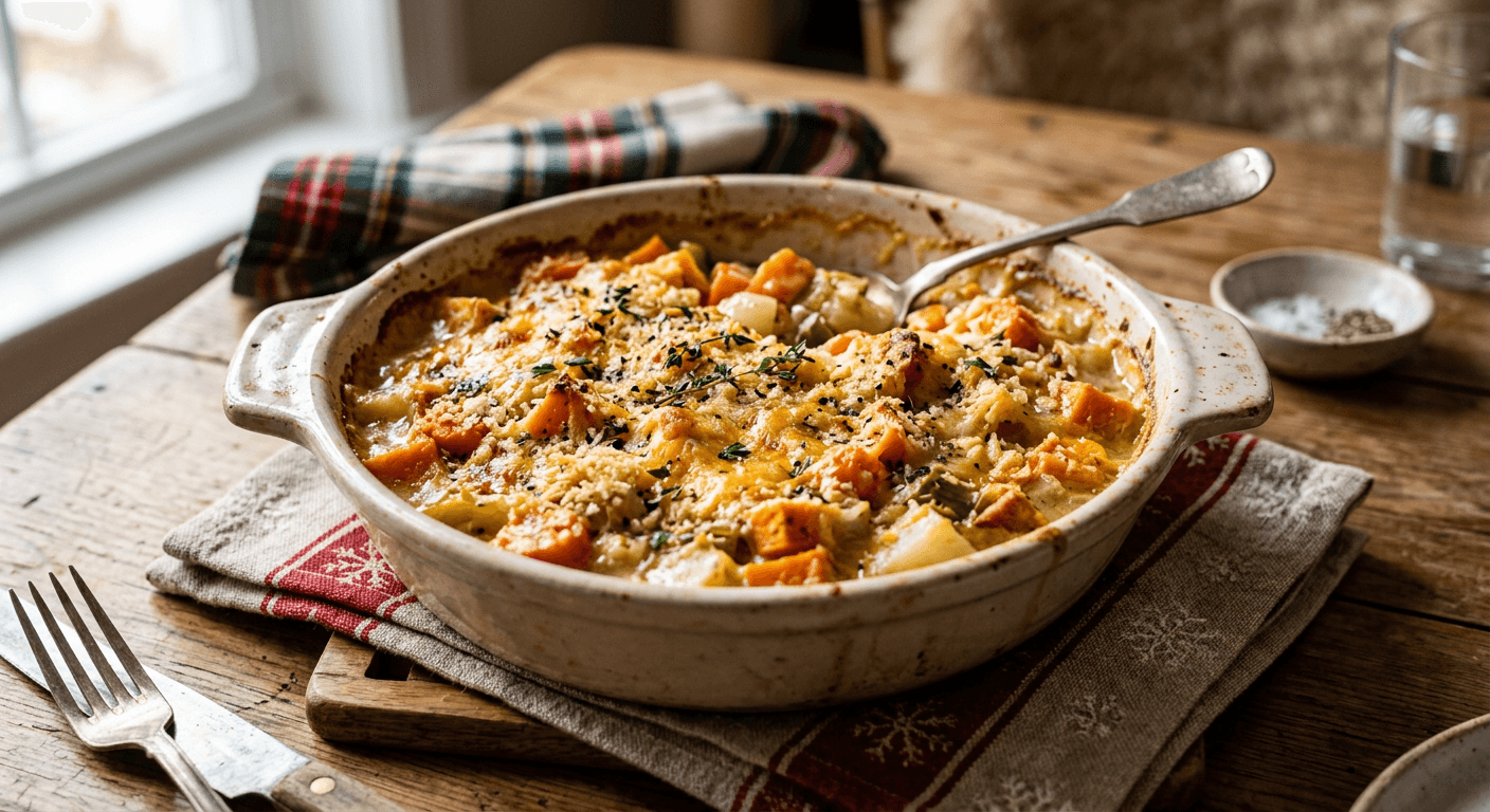 Cozy Cheesy Root Veggie Bake for Little Tummies