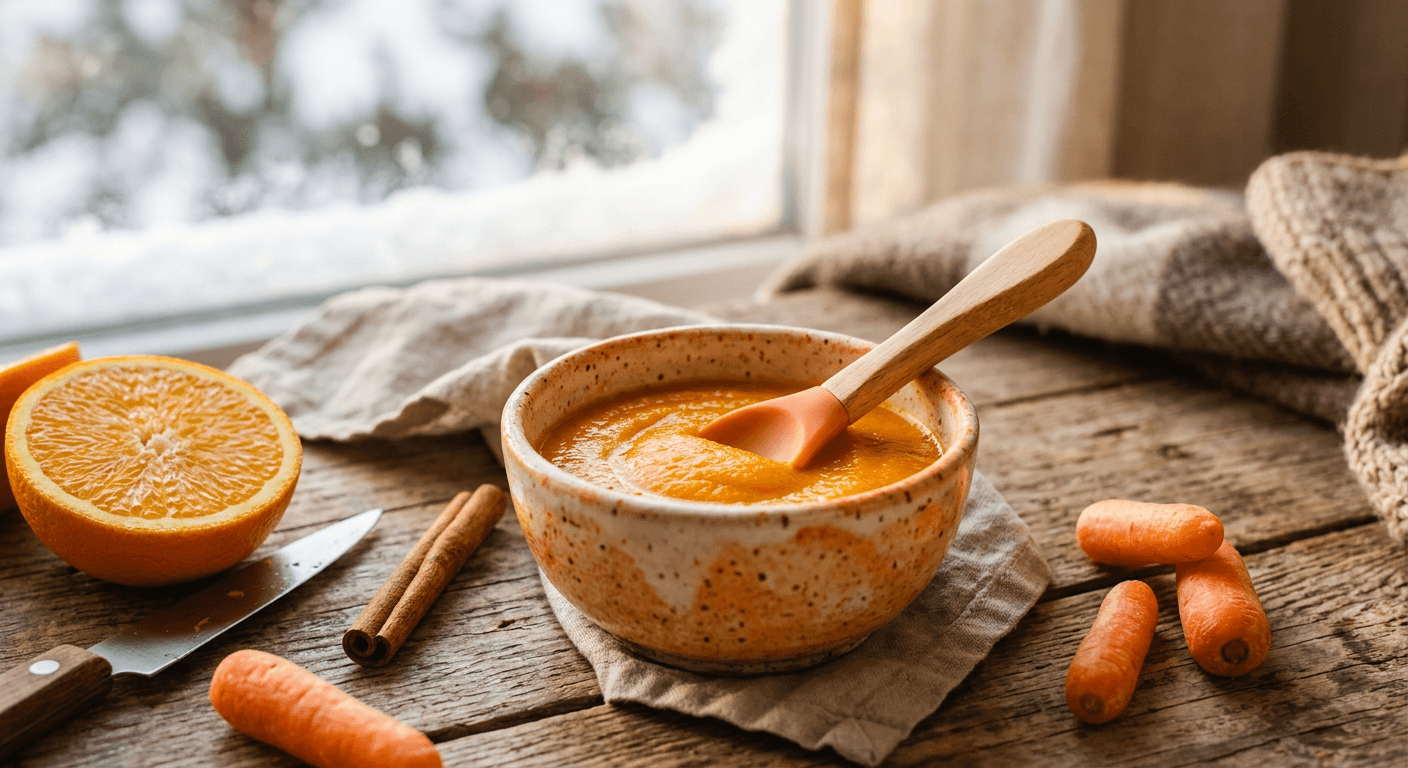 Sonnenschein-Löffel: Warmes Orangen-Karotten-Püree!