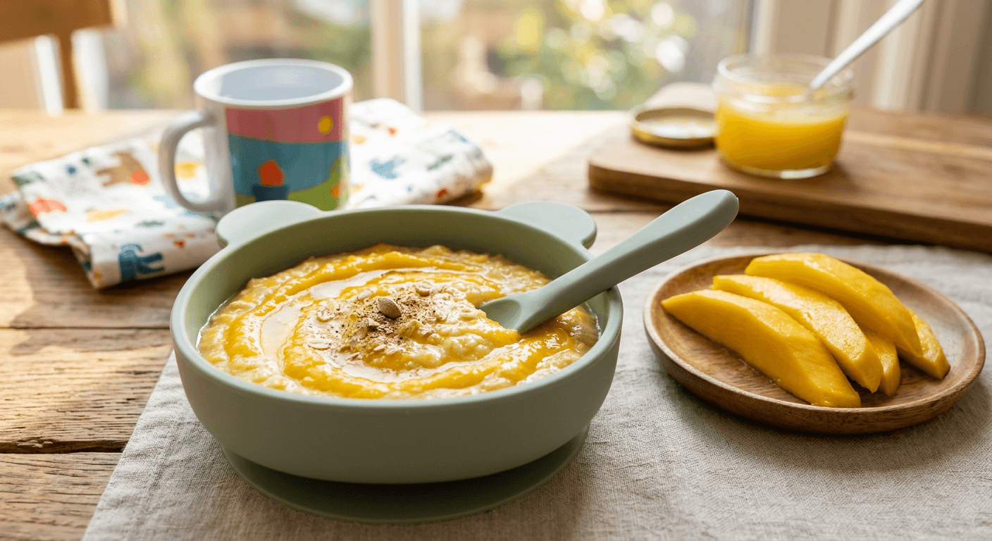 Little Monkey's Mango Oat Porridge